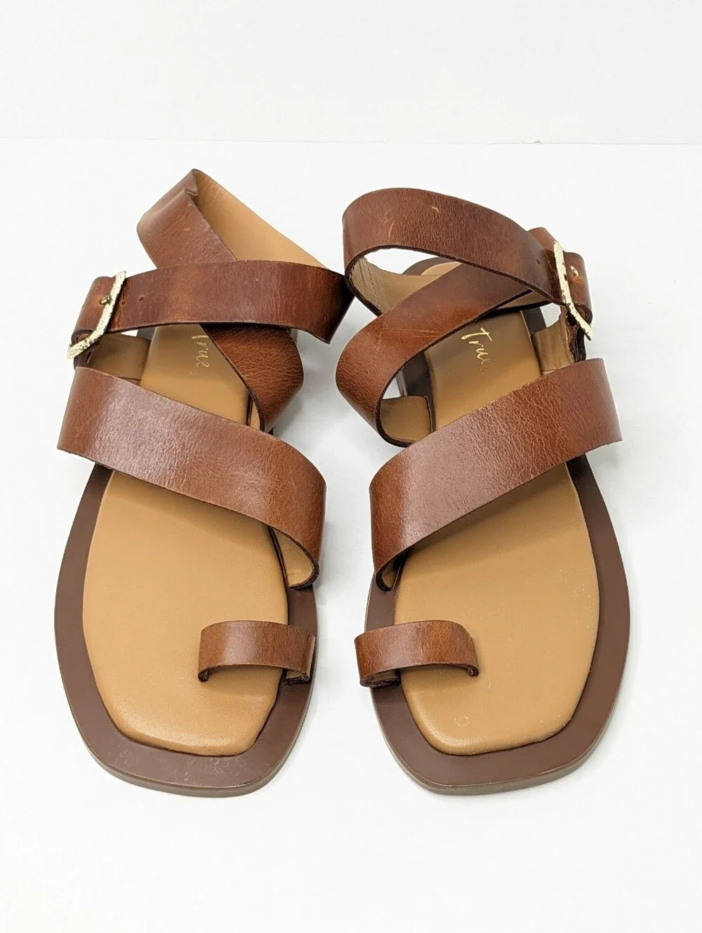 Diba True Cite See Strappy Flat Sandals Brown Leather Women's 10 - Picture 7 of 7